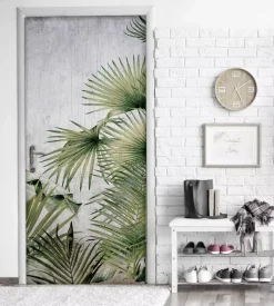 Rivestimento per porta in vinile fantasia "vintage tropical", 210x83 cm