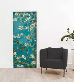 Rivestimento per porta in vinile fantasia "mandorlo di van gogh", 210x83 cm