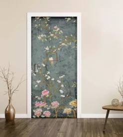 Rivestimento per porta in vinile fantasia "romantic ramage", 210x83 cm