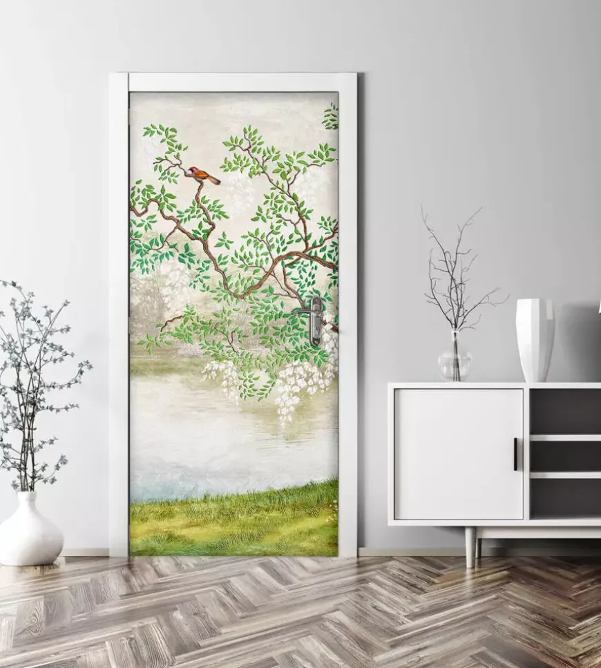 Rivestimento per porta in vinile fantasia "old japan", 210x83 cm