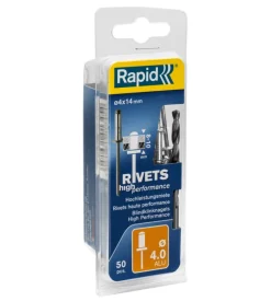 Rivetti diametro 4x14mm. alu + punta da trapano blister da 50