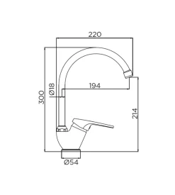 Rubinetto cucina monocomando per lavello bocca alta