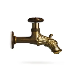 Rubinetto per fontana da giardino in ottone brunito con rosone r3 da 1/2" - kam