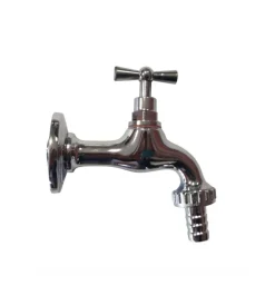 Rubinetto per fontana da giardino in ottone cromato con rosone r1/c da 1/2" - kam