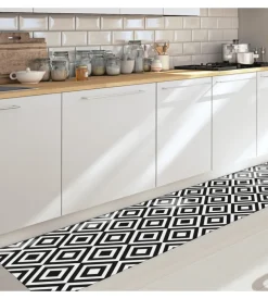 Runner in vinile black & white, 50x180 cm