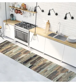 Runner in vinile vintage wood, 50x180 cm