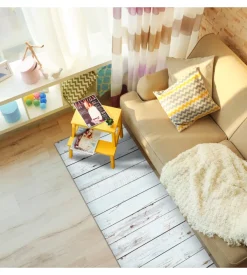 Runner in vinile white wood, 50x180 cm