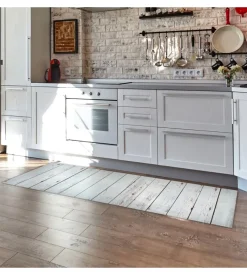 Runner in vinile white wood, 50x240 cm