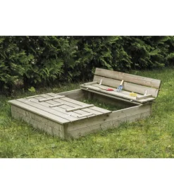 Sabbiera da giardino per bambini in legno di pino impregnato in autoclave, 112x112 cm