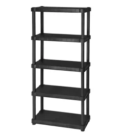Scaffale 5 ripiani in polipropilene "oceano" nero portata 220 kg 80x30x188 cm