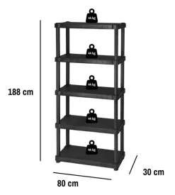 Scaffale 5 ripiani in polipropilene 