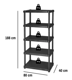 Scaffale 5 ripiani in polipropilene 