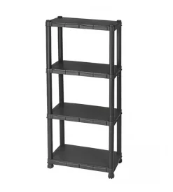 Scaffale 4 ripiani in polipropilene "iperione" nero portata 100 kg 60x30x143 cm
