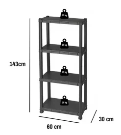 Scaffale 4 ripiani in polipropilene 