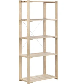 Scaffale 5 ripiani regolabili "nova" in legno di pino massello 76,5x38,5x174,5 cm