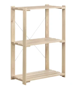 Scaffale 3 ripiani regolabili "nova" in pino massello 76,5x38,5x110 cm