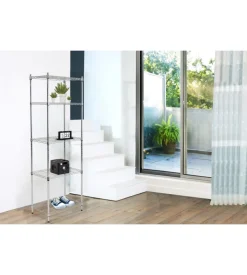 Scaffale ad incastro easy system in metallo cromato 5 ripiani, 59x34x174 cm