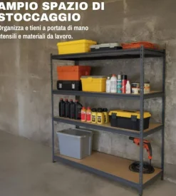 Scaffale in metallo 4 ripiani easy sistem portata 1200 kg 180x60x180 cm