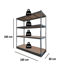 Scaffale in metallo 4 ripiani easy sistem portata 1200 kg 180x60x180 cm