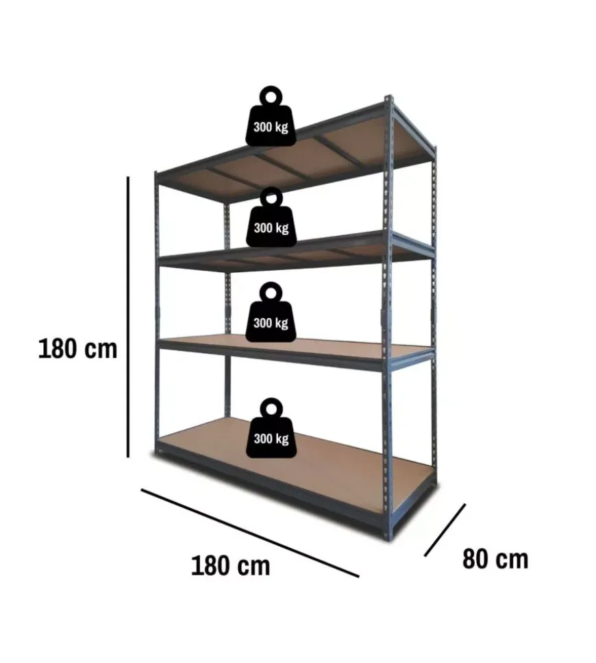 Scaffale in metallo 4 ripiani easy sistem portata 1200 kg 180x60x180 cm