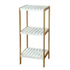 Scaffale multiuso 3 ripiani in bamboo bianco e legno, 34x33x80 cm