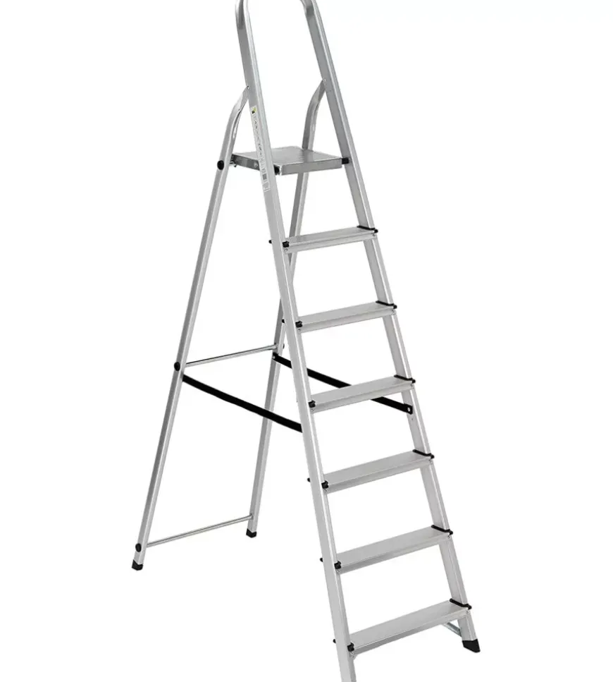 Scala alluminio essenza "everest" con 7 gradini e portata massima 150 kg 120x49x193 cm