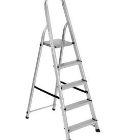 Scala alluminio essenza "everest" con 5 gradini e portata massima 150 kg 91x45x159 cm