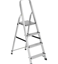 Scala essenza in alluminio "everest" con 4 gradini e portata massima 150 kg 76x42x128 cm