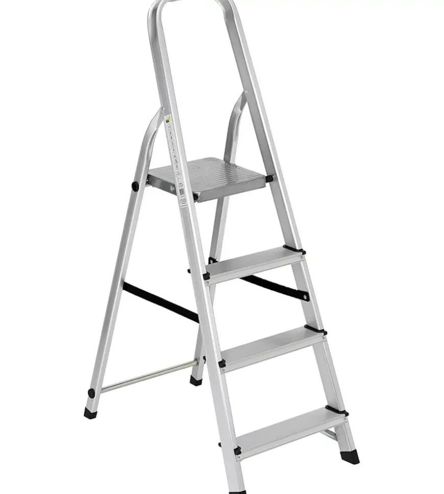 Scala essenza in alluminio "everest" con 4 gradini e portata massima 150 kg 76x42x128 cm