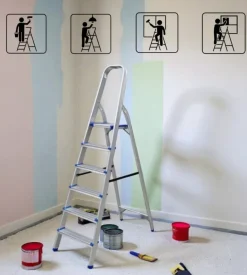 Scala pieghevole in alluminio easy system 6 gradini