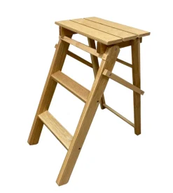 Scaletta in legno di faggio 3 gradini, 55x60x32 cm