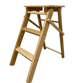 Scaletta in legno di faggio 3 gradini, 55x60x32 cm