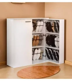 Scarpiera 2 ante bellahome con ante salvaspazio bianco 100x33,8x110 cm