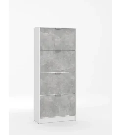 Scarpiera 4 ante bianca e grigia 67x28x155,5 cm