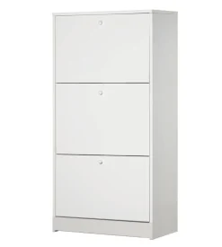 Scarpiera bianca con 3 ante, 62x121x29 cm