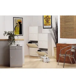 Scarpiera bianca con 3 ante, 62x121x29 cm