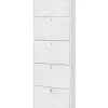 Scarpiera bianca con 5 ante, 63x29x190 cm