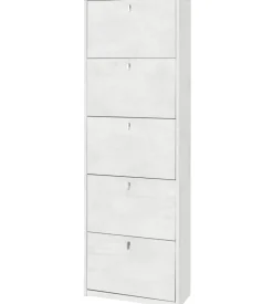 Scarpiera bianca con 5 ante, 63x29x190 cm