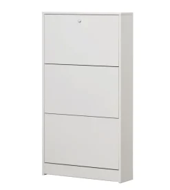 Scarpiera bianca con 3 ante, 62x114x18 cm
