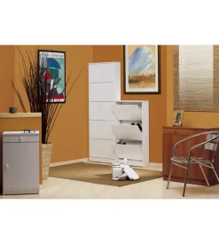 Scarpiera bianca con 3 ante, 62x114x18 cm