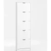 Scarpiera bianca con 5 ante, 58x18x192 cm