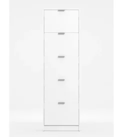 Scarpiera bianca con 5 ante, 58x18x192 cm