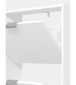 Scarpiera bianca con 5 ante, 58x18x192 cm