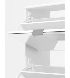 Scarpiera bianca con 3 ante a specchio, 67x28x119 cm