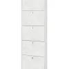 Scarpiera bianca con 5 ante, 63x18x190 cm
