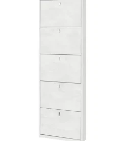 Scarpiera bianca con 5 ante, 63x18x190 cm
