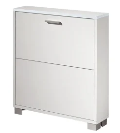 Scarpiera bianca con 2 ante, 70x82x18 cm