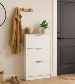 Scarpiera bianca con 3 ante 58x18x119 cm