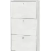Scarpiera bianca con 3 ante, 63x18x117 cm