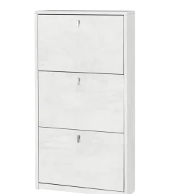 Scarpiera bianca con 3 ante, 63x18x117 cm